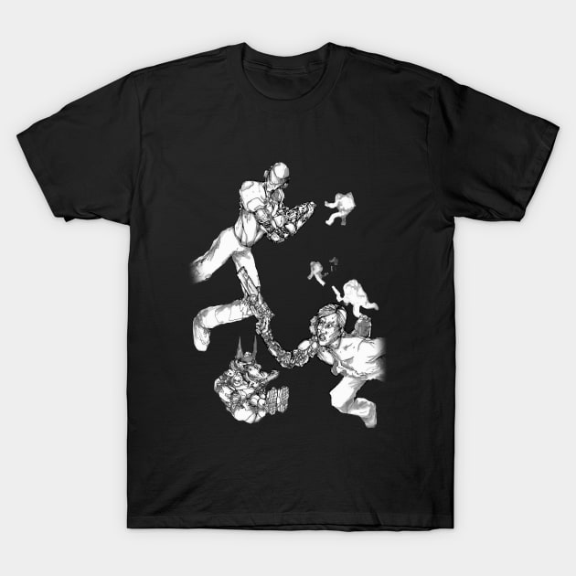 soaring in space guardians of the universe militant office workers T-Shirt by Takeshi Kolotov